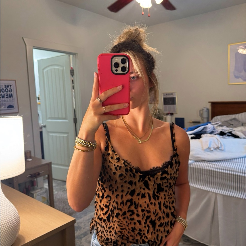 Forever 21 Leopard Lace Trim Tank Top